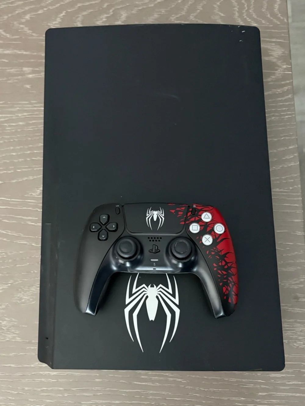 Sony PlayStation Slim Console in Black & Red Spider Graphic